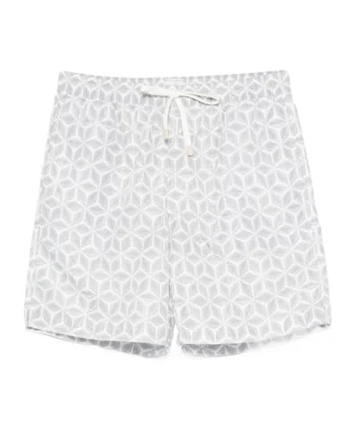 Eleventy Floral-print Swim Shorts In Gray