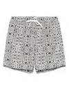 Eleventy Floral-print Swim Shorts In Black