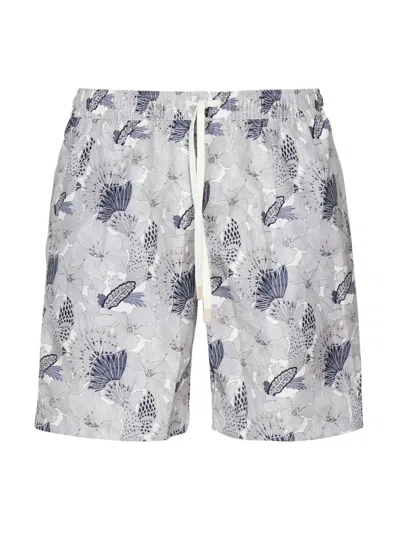 Eleventy Floral-print Swim Shorts In Grey