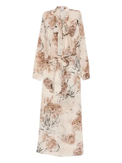 Eleventy Kleid Mit Blumen-print In Brown