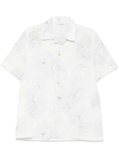 Eleventy Floral Shirt In Neutrals