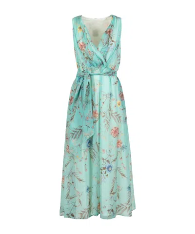 Eleventy Floral-print Midi Dress In Green