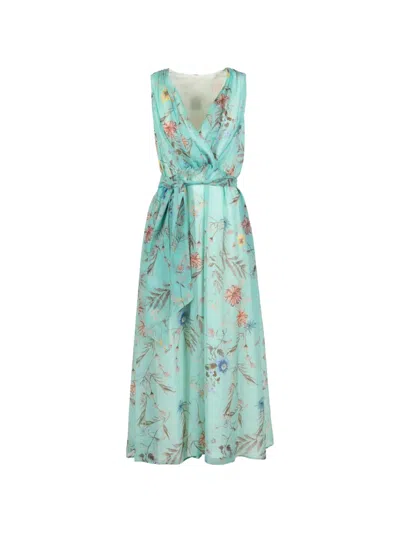 Eleventy Floral-print Midi Dress In Green