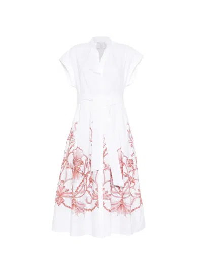 Eleventy Floral-print Midi Dress In White