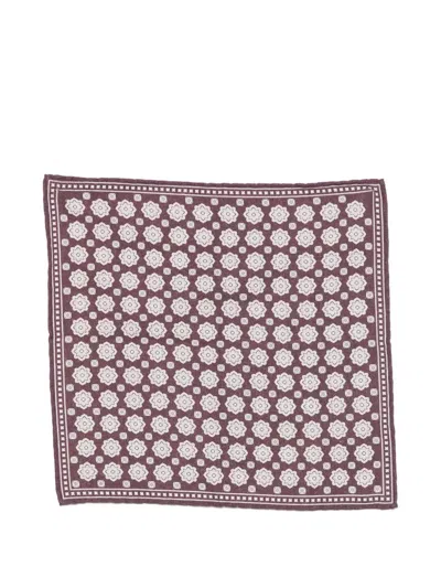 Eleventy Floral-print Pocket Square In Purple