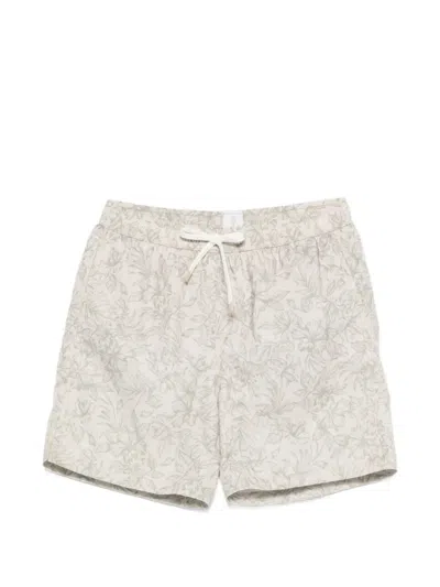 Eleventy Floral-print Swim Shorts In Neutral
