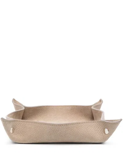 Eleventy Faltbare Ablage Aus Leder In Neutrals