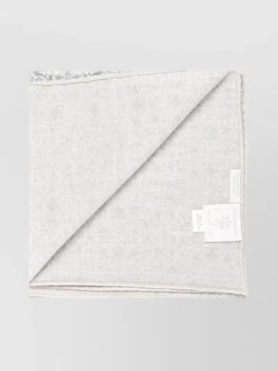 Eleventy Folded Lightweight Patterned Wool Blend Scarf In White