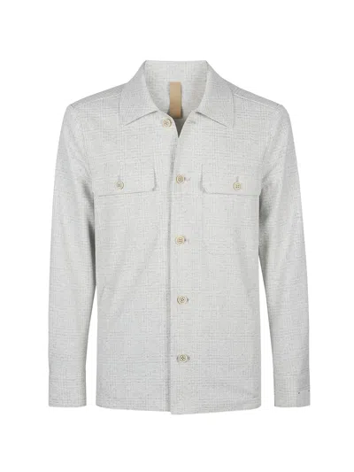 Eleventy Four-pocket Linen Blend Overshirt In Green