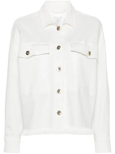 Eleventy Twill-hemd Mit Fransen In Weiss