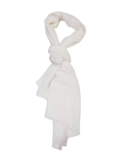 Eleventy Fringed Scarf In White