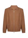 Eleventy Full Zip Bomber Jacket In Brown