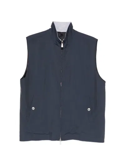 Eleventy Full-zip Gilet In Blue