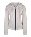 Eleventy Full Zip Hooded Sweatshirt In White