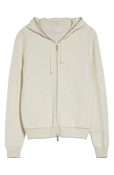Eleventy Full Zip Hoodie With Metallic Trim In 75 Pearl Gray