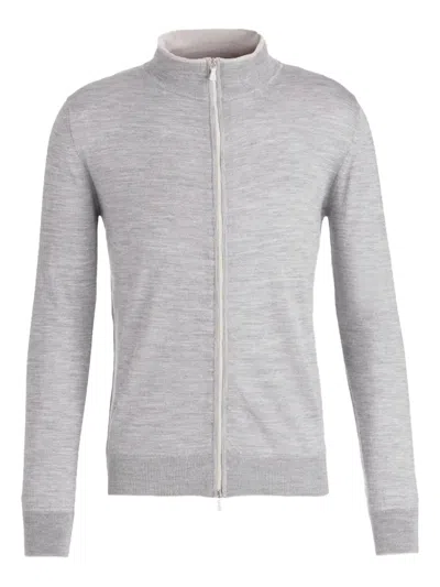 Eleventy Full-zip Wool Sweater In Gray