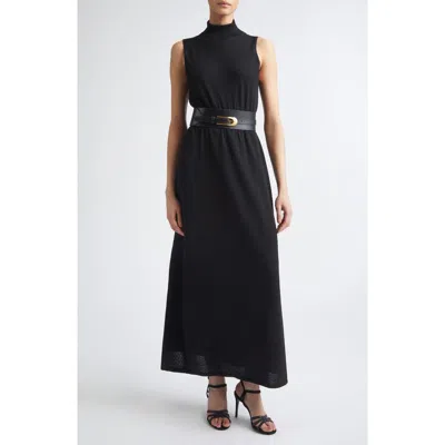 Eleventy Funnel Neck Sleeveless Knit Maxi Dress In 22 Black