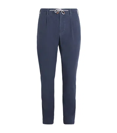 Eleventy Garment-dye Twill Trousers In Blue