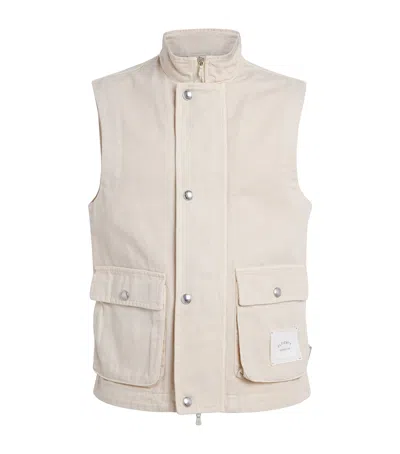 Eleventy Garment-dyed Cotton Gilet In Neutral