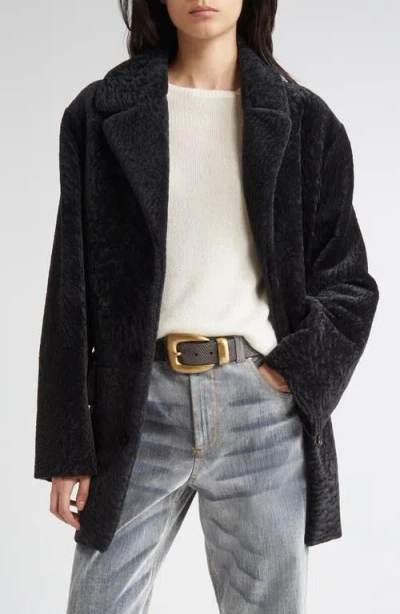 Eleventy Genuine Merino Shearling Jacket In Black
