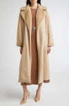 Eleventy Genuine Merino Shearling Longline Coat In Neutral