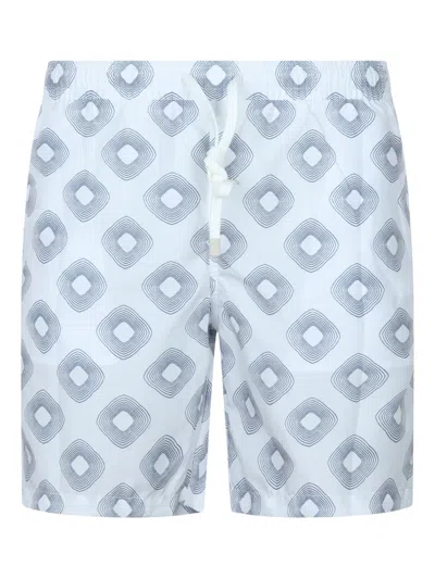 Eleventy Geometric-pattern Swim Shorts In Blue