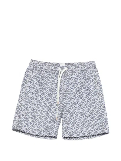 Eleventy Geometric-pattern Swim Shorts In Gray