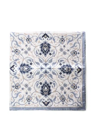 Eleventy Geometric-print Scarf In Gray