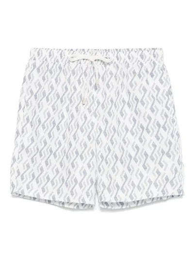 Eleventy Geometric-print Swim Shorts In 蓝色