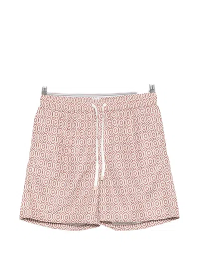 Eleventy Geometric-print Swim Shorts In Brown