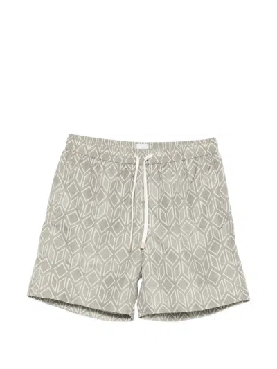 Eleventy Geometric-print Swim Shorts In Gray
