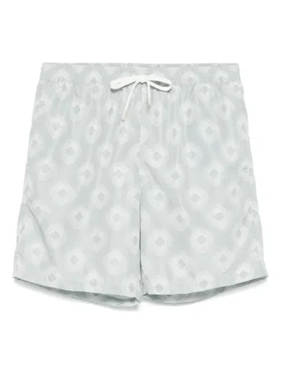 Eleventy Geometric-print Swim Shorts In Green