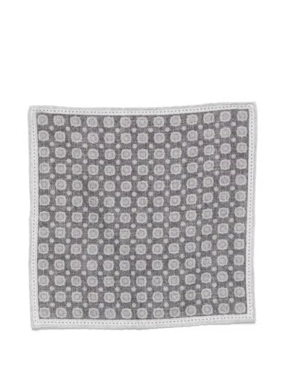 Eleventy Geometric-pattern Pocket Square In Gray
