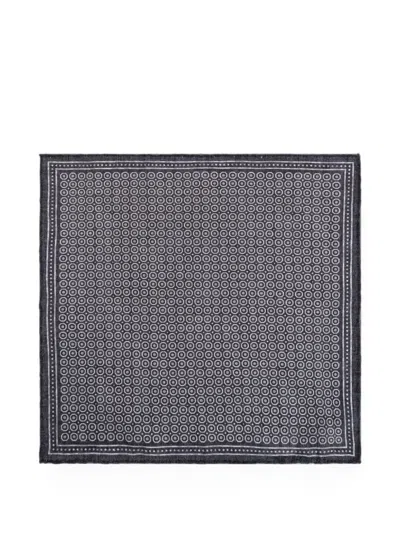 Eleventy Geometric-print Pocket Square In Gray