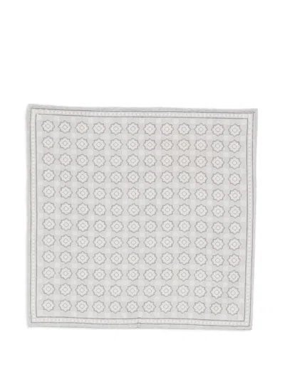 Eleventy Geometric-print Pocket Square In Gray