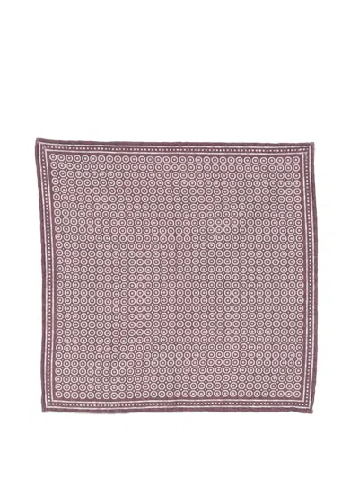 Eleventy Geometric-print Pocket Square In Brown