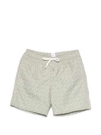 Eleventy Geometric-print Swim Shorts In Gray