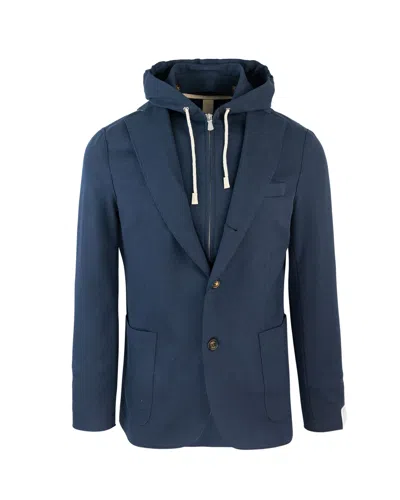 Eleventy Giacca Con Cappuccio Blu In 11b