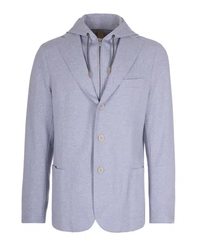 Eleventy Giacca Con Cappuccio Zucchero In Blue