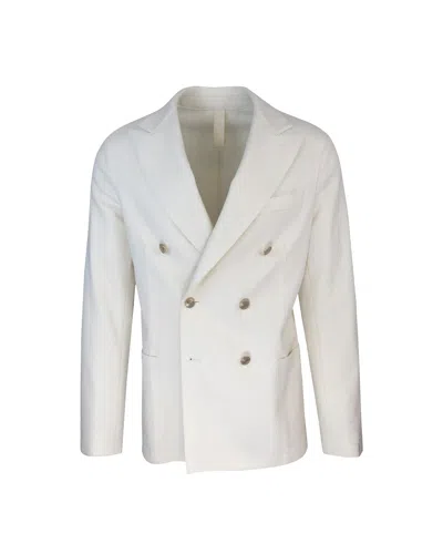 Eleventy Giacca Doppiopetto Avorio In White