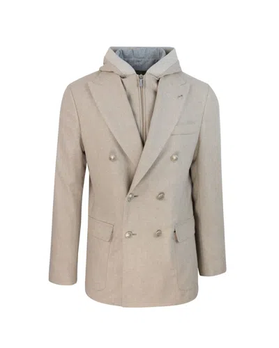 Eleventy Giacca Doppiopetto Beige In Toni Neutri
