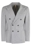 Eleventy Pinstripe Double-breasted Blazer In Gray