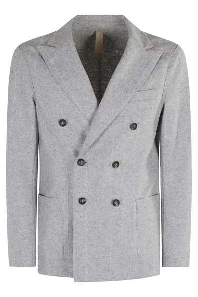 Eleventy Pinstripe Double-breasted Blazer In Gray