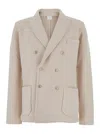 Eleventy Beige Double-breasted Jacket With Peak Revers In Wool Man In Beige
