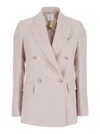 Eleventy Beige Double-breasted Jacket With Pointed Lapels In Beige