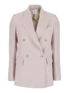 Eleventy Beige Double-breasted Jacket With Pointed Lapels In Beige