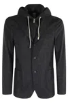 Eleventy Hooded Jacket With Front Pockets And Drawstring In Black