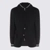 Eleventy Hooded Blazer With Front Pockets And Striped Trim In Blue