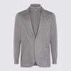 Eleventy Single-breasted Wool Jacket With Ribbed Detailing In Gray