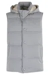 Eleventy Detachable Hood Vest In Gray